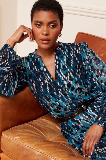 Animal print v neck sale dress