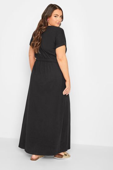 Yours Curve Black Maxi Short Sleeve T Shirt Dress
