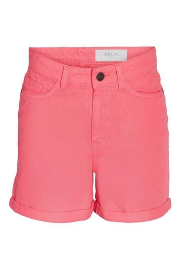 NOISY MAY Coral Pink High Waist Mom Shorts