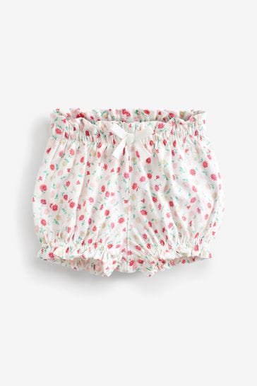 Gap Pink and Cream Floral Ruffle Hem Cotton Shorts - Baby