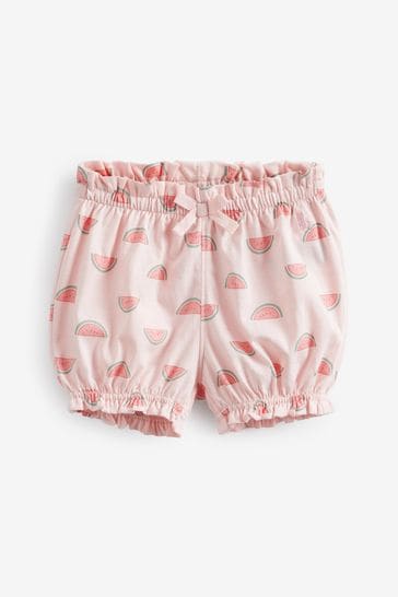Gap Pink Watermelon Print Ruffle Hem Cotton Shorts - Baby