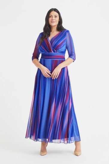 Scarlett & Jo Blue & Purple Ikat Verity Wine Ikat Maxi Dress