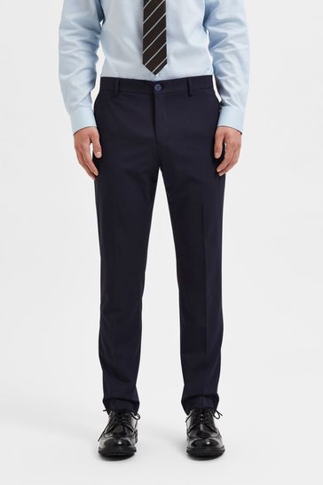 Selected Homme Navy Slim Suit Trousers