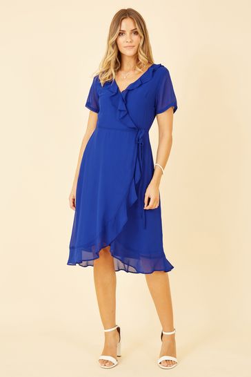 Oasis denim frill wrap dress outlet