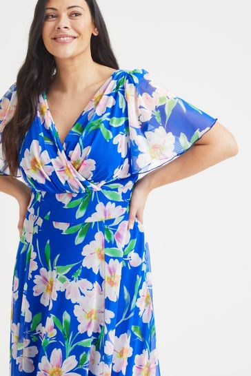 Blue floral maxi store dress plus size