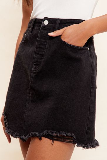 Buy Friends Like These Black Distressed Denim Summer Mini Skirt