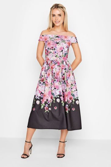Petite black bardot best sale dress