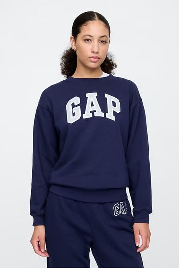 Gap Navy Blue Logo Crew Neck Long Sleeve Sweatshirt