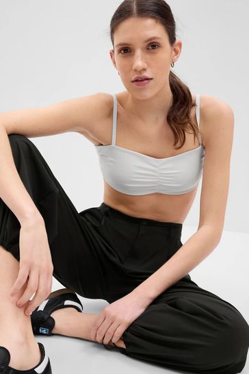 Gap White Fit Power Low Impact Ruched Sports Bra