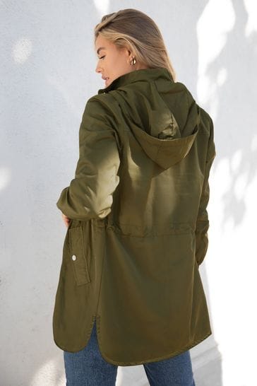 Womens khaki new arrivals rain mac