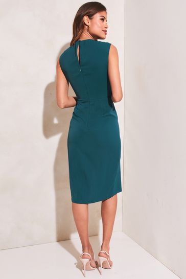 Lipsy floral applique high neck bodycon dress in teal sales
