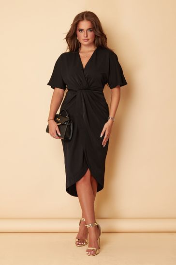 Black short wrap dress 2025