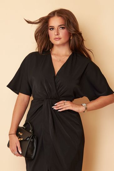 Buy Girl In Mind Black Short Sleeve Chelsea Wrap Dress from Next