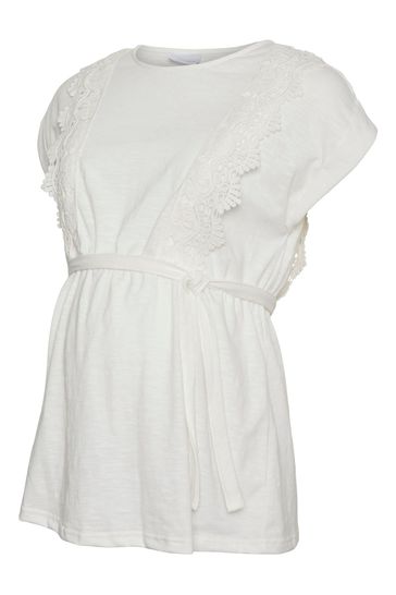 Buy Mamalicious White Maternity Lace Detail Nursing Top from Next