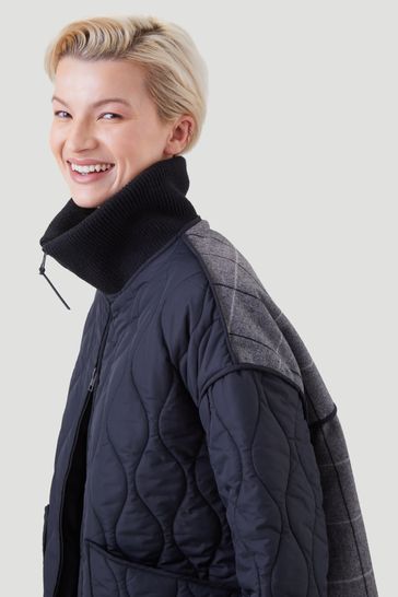 Buy Kaldtvaer Black Arendal Onion Quilted Check Back Padded Jacket