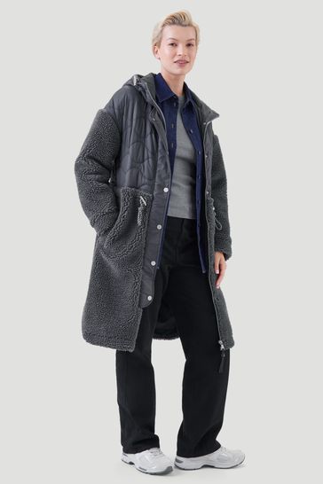 Buy Kaldtvaer Grey Floro Long Teddy Borg Coat from Next Luxembourg