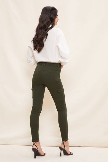 Khaki jeggings high waisted discount