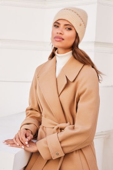 Lipsy contrast top stitch mac coat