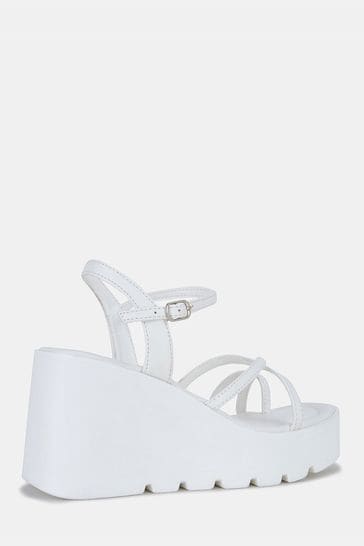 Novo White Burna Strappy Wedge Sandal