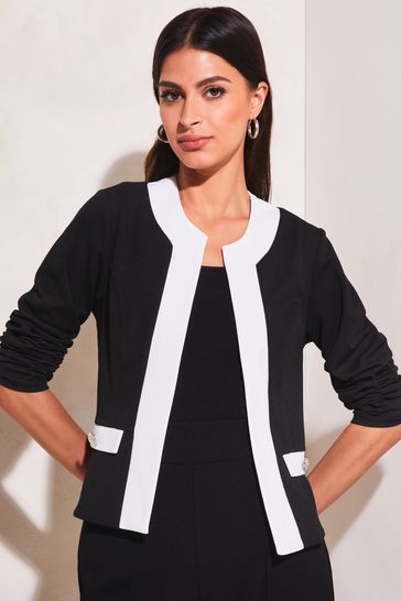 Lipsy Black Tipped Cropped Long Sleeve Blazer