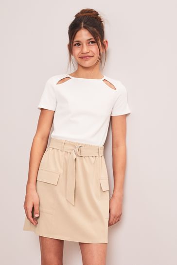 Lipsy Camel Belted Cargo Skirt