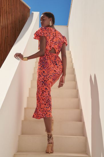 Orange cheetah 2025 print dress