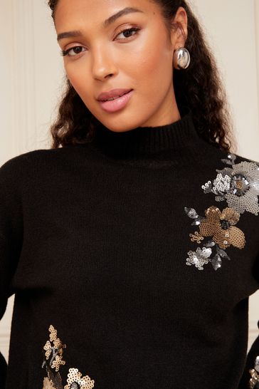 Black jumper with best sale roses