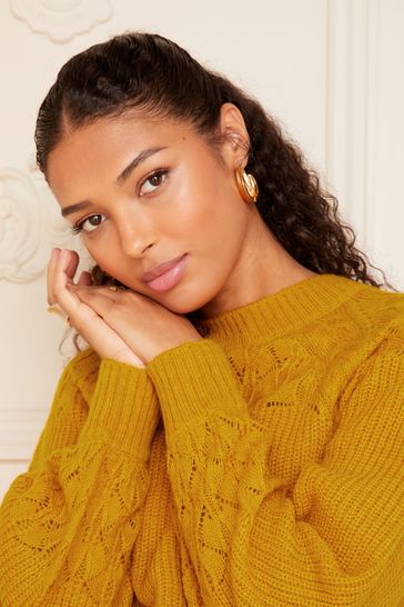 Buy Love Roses Yellow Textured Woven Supersoft Knitted Mix Long Sleeve Jumper from Next Denmark