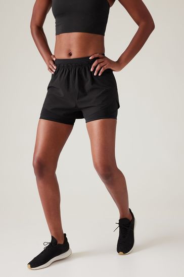 Athleta Black Mile Marker 2-in-1 Shorts