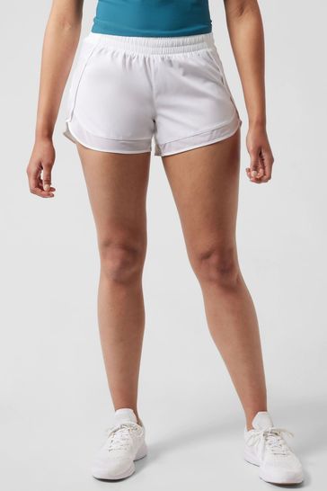 Athleta White Mesh Racer Run Short