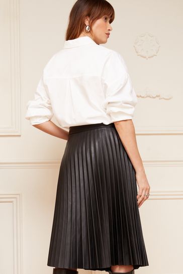 Pleather pleated skirt petite store