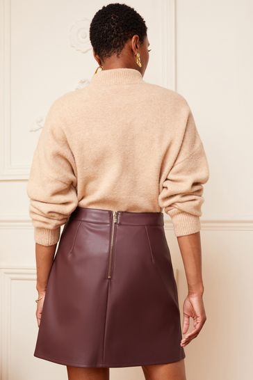Faux leather online mini skirt red
