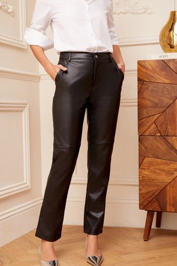Love & Roses Black Faux Leather Straight Leg Trousers