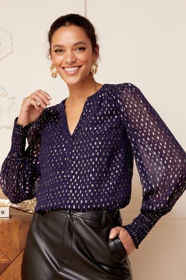 Navy sheer top on sale
