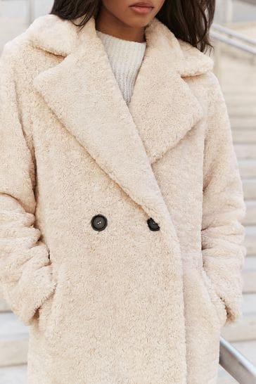 Double breasted deals cream coat