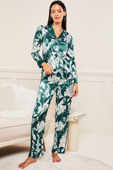Teal satin pyjamas clearance