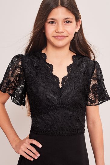 Buy Lipsy Black Lace Bodice Scuba Dress from Next Belgium