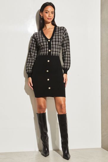 Lipsy 2 in 1 turtle neck check dress sale