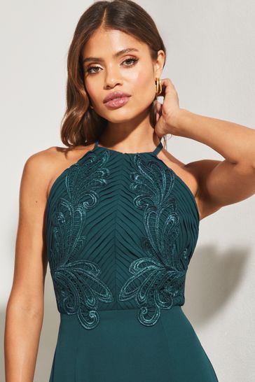 Blue lace clearance halter dress