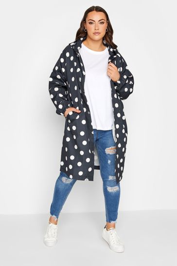 Yours Curve Blue Luxury Printed Front Pocket Raincoat