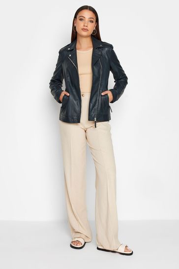 Buy Long Tall Sally Blue Leather Biker Jacket from Next Ireland