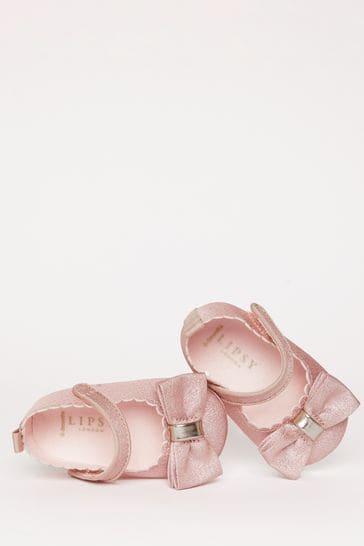 Lipsy Pink Velcro Bow Mary Jane Ballerina Occasion Shoe Baby