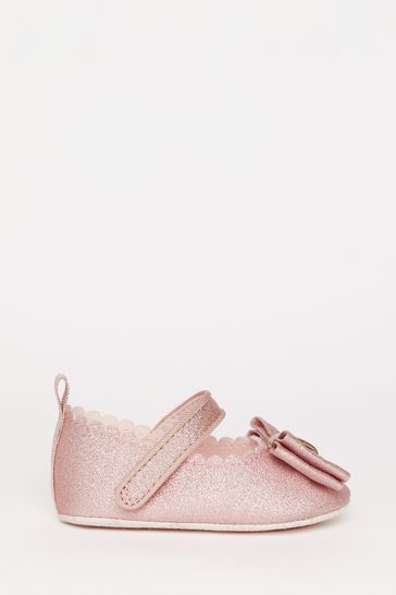 Buy Lipsy Girl Pink Velcro Bow Mary Jane Ballerina Occasion Shoe
