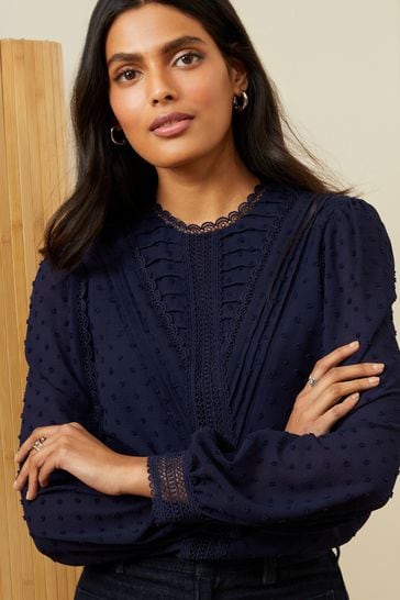 Navy blue 2025 high neck blouse