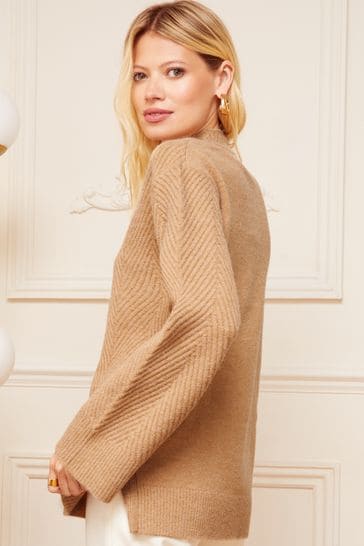 Camel funnel shop neck jumper