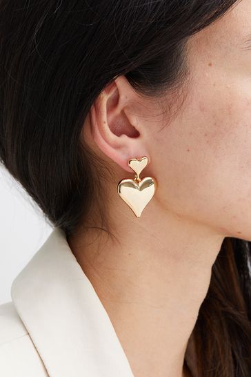Buy Jon Richard Gold Double Heart Statement Earrings from Next