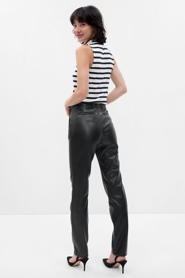 Buy Gap Mid Rise Faux Leather Trousers from Next France