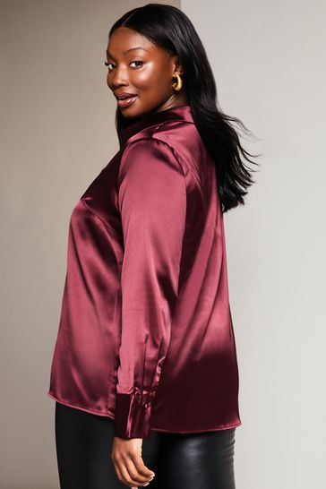 Burgundy satin blouse cheap