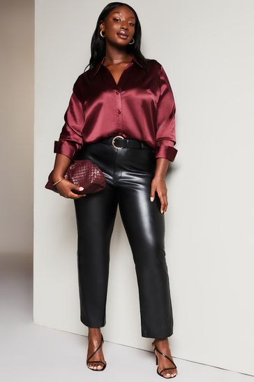 Buy Lipsy Burgundy Red Curve Satin Button Through Shirt from Next