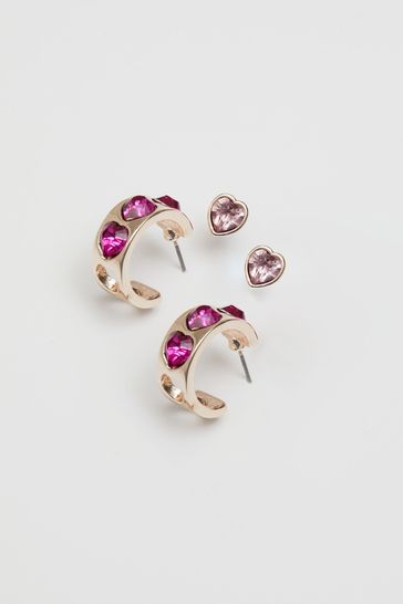 Buy Lipsy Jewellery Gold Heart Stud And Hoop Earrings Pack of 2 from Next Denmark